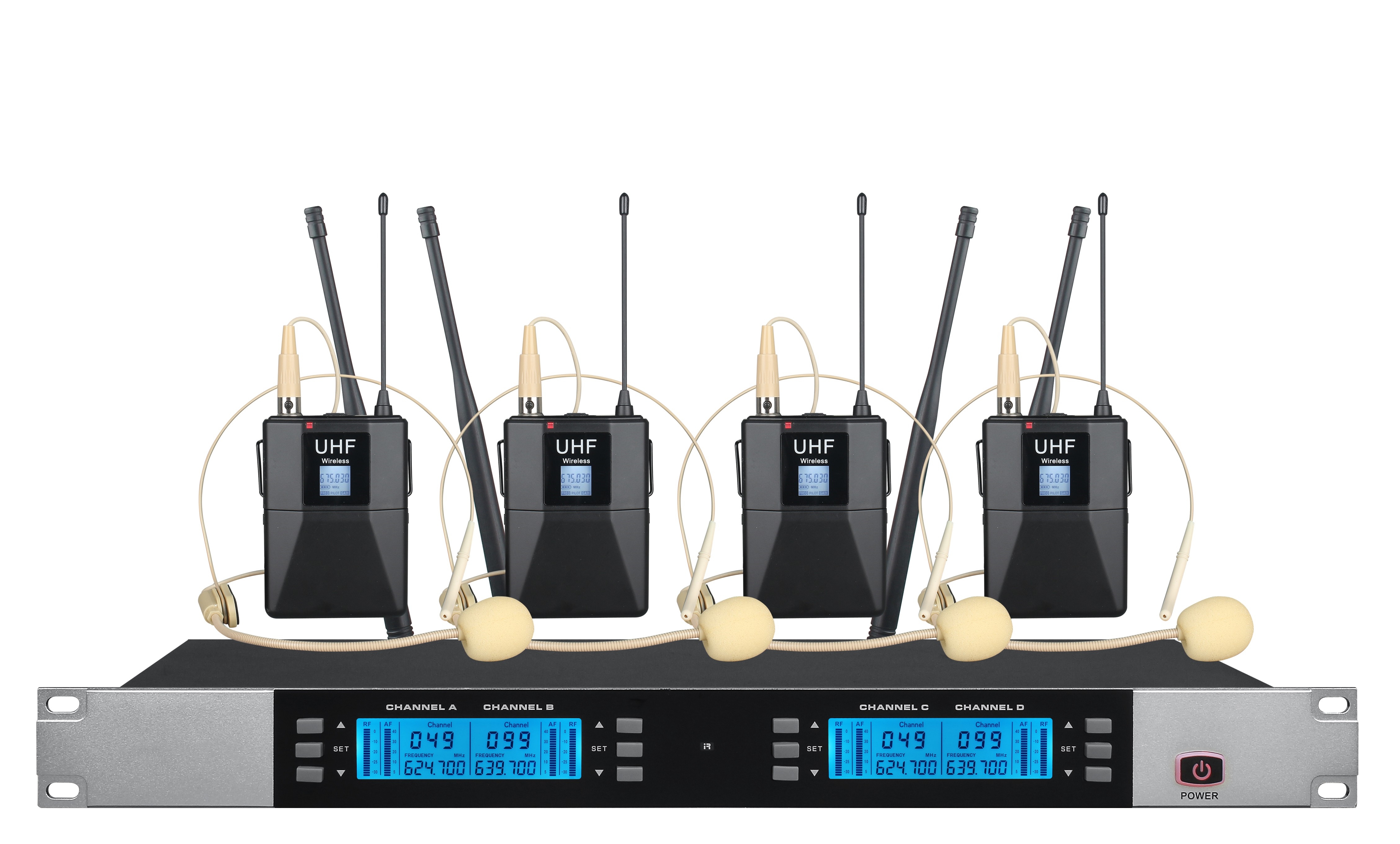 DX-2400 Four channel UHF frequency adjustable wireless microphone system