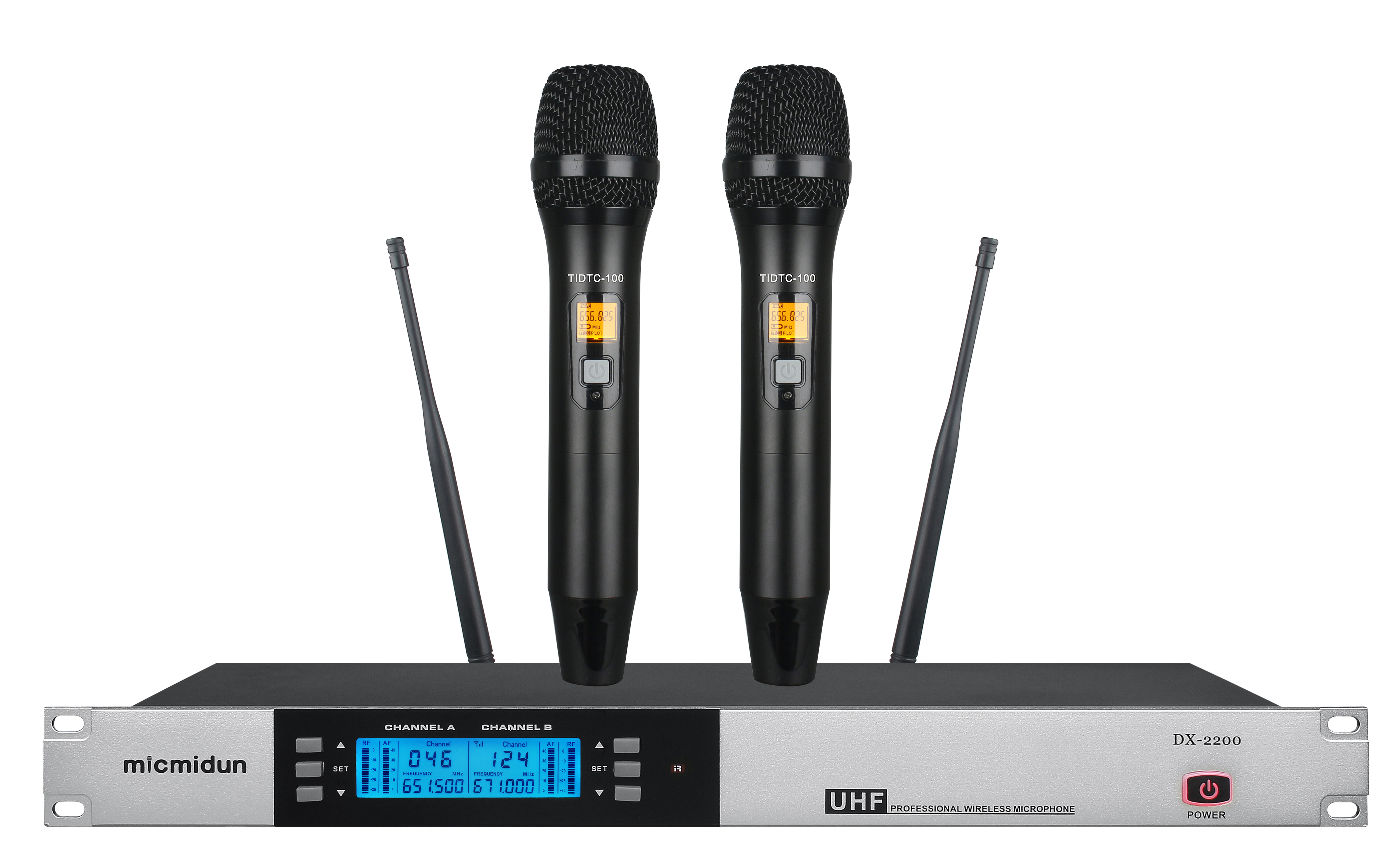 DX-2200 Two channel UHF frequency adjustable wireless microphone system