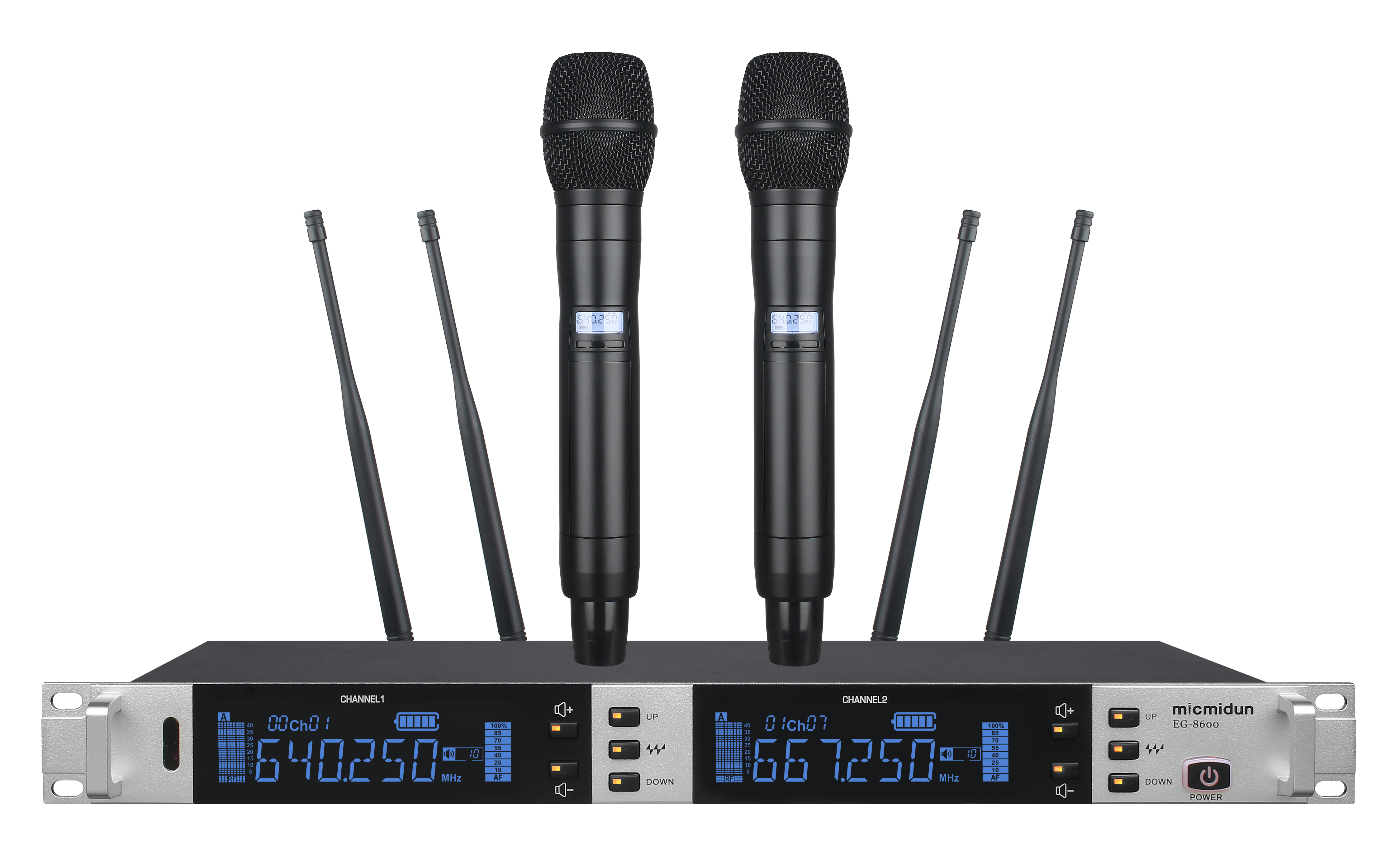 EG-8600 Two Channel UHF Frequency Selectable Wireless Microphone System