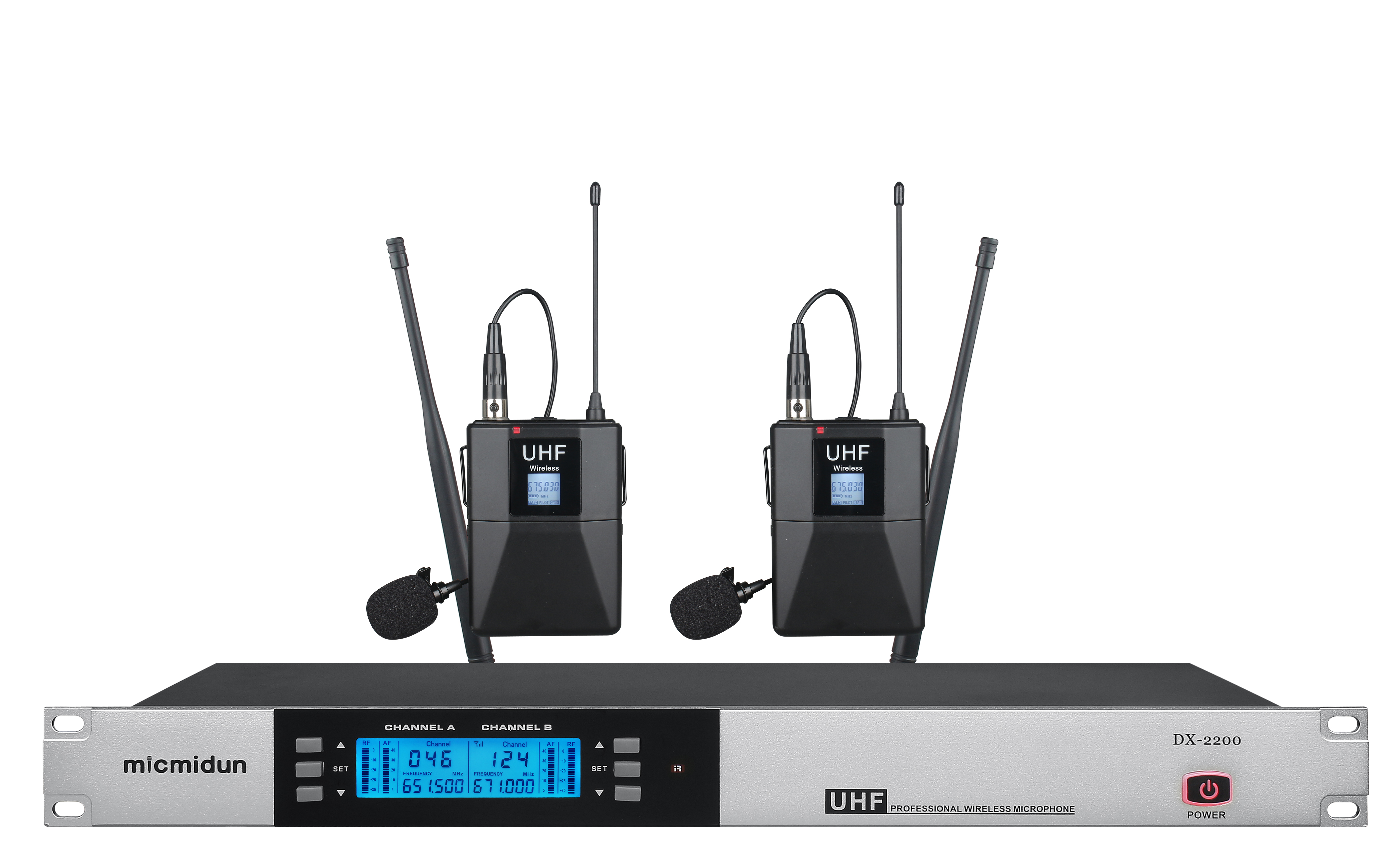 DX-2200 Two channel UHF frequency adjustable wireless microphone system